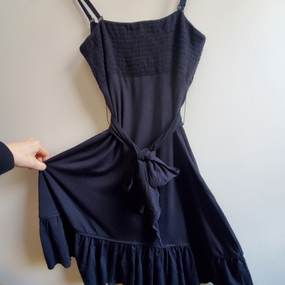 Free People Jersey Knit Black Dress with straps tie back, small size - Picture 7 of 10